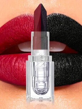 Dual‑Tone ✦ Waterproof Matte Pearl Lipstick ✦ Red Black Bold Long‑Wear NWT